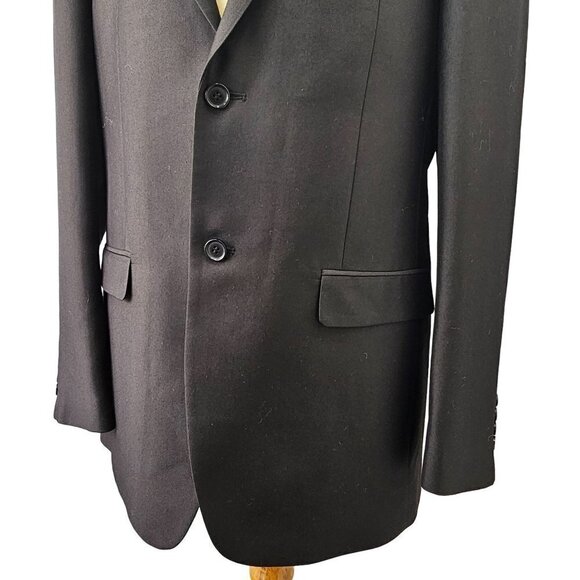 Vitarelli 2 Btn Sport Coat Blazer Black Wool 2.75 in Peak Lapel Single Vent Mens - Picture 5 of 12